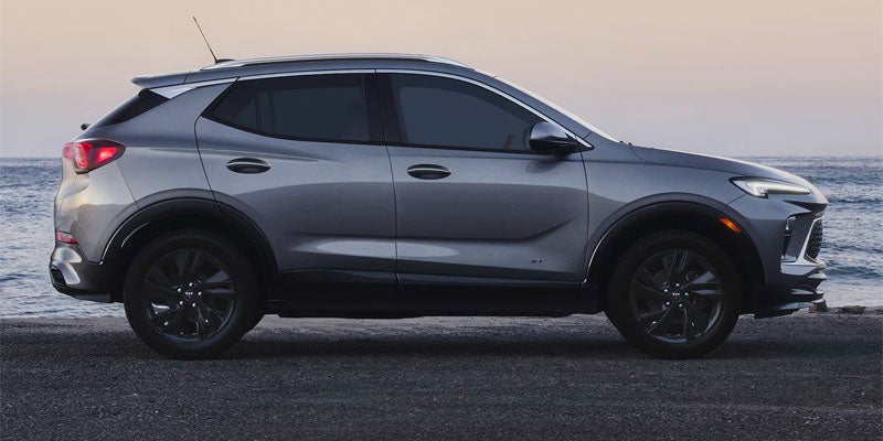 Side profile of the 2026 Buick Encore GX Preferred showcasing its sleek design and compact SUV proportions.