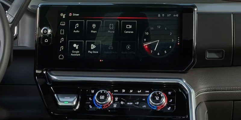 2026 GMC Sierra 3500 HD infotainment touchscreen and dashboard controls